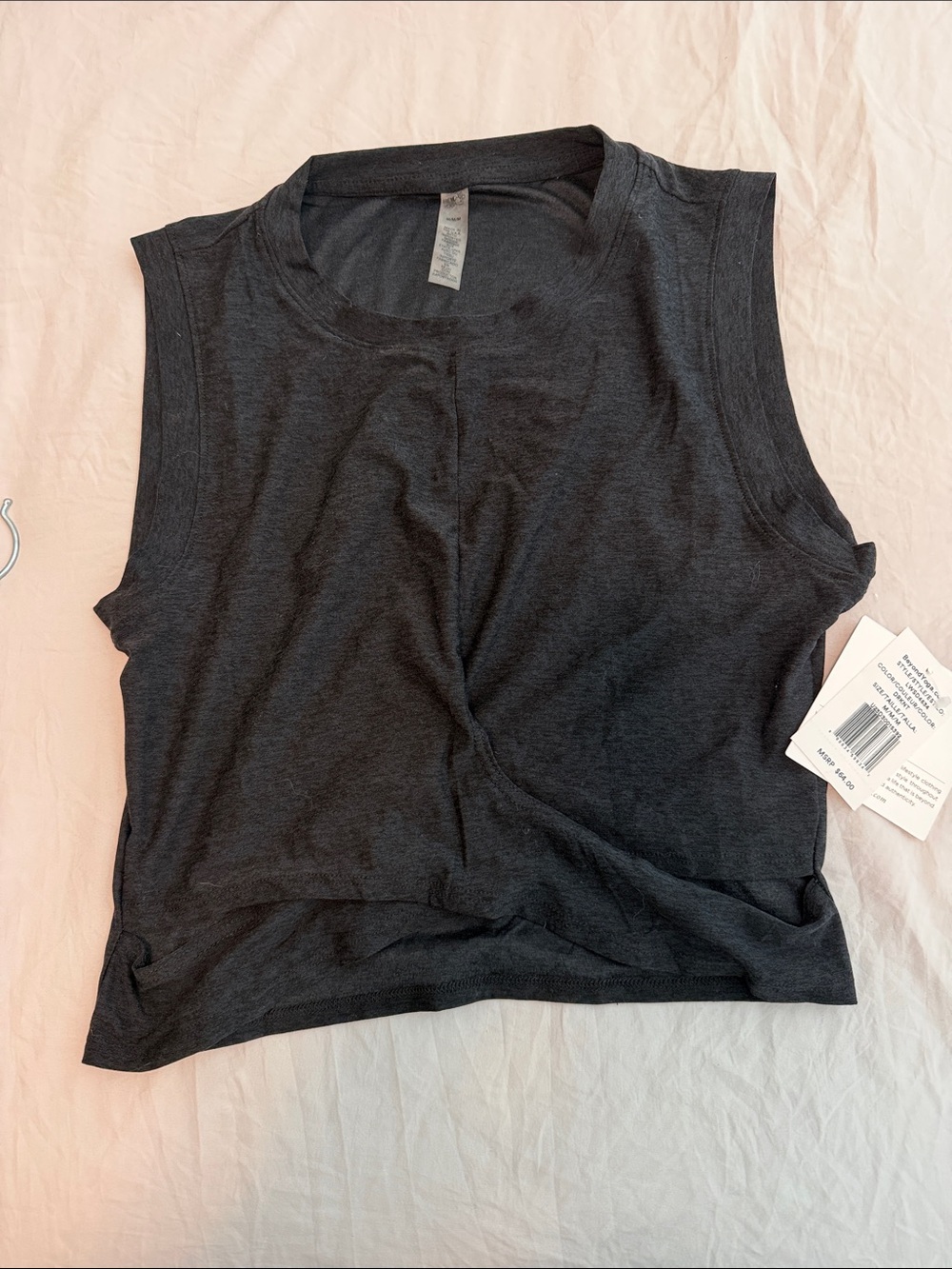 Beyond Yoga Charcoal Black Cropped Muscle Tank